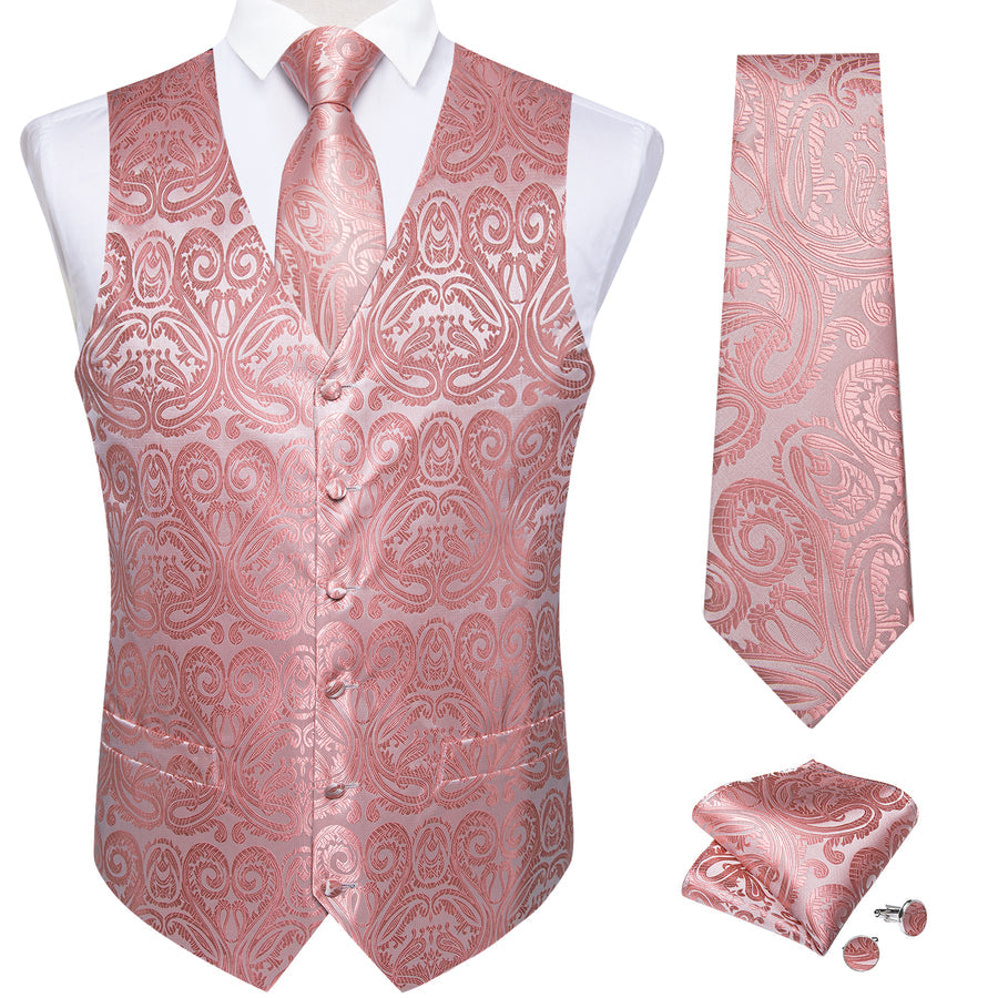 Blush Pink Paisley Vest Set - GentCrest - View 4
