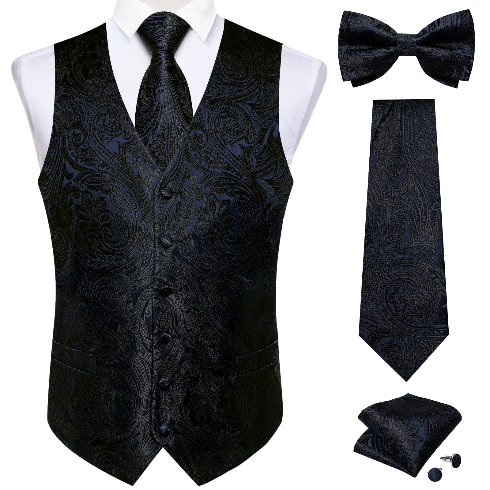 GentCrest Black Paisley Vest Set - Image 1