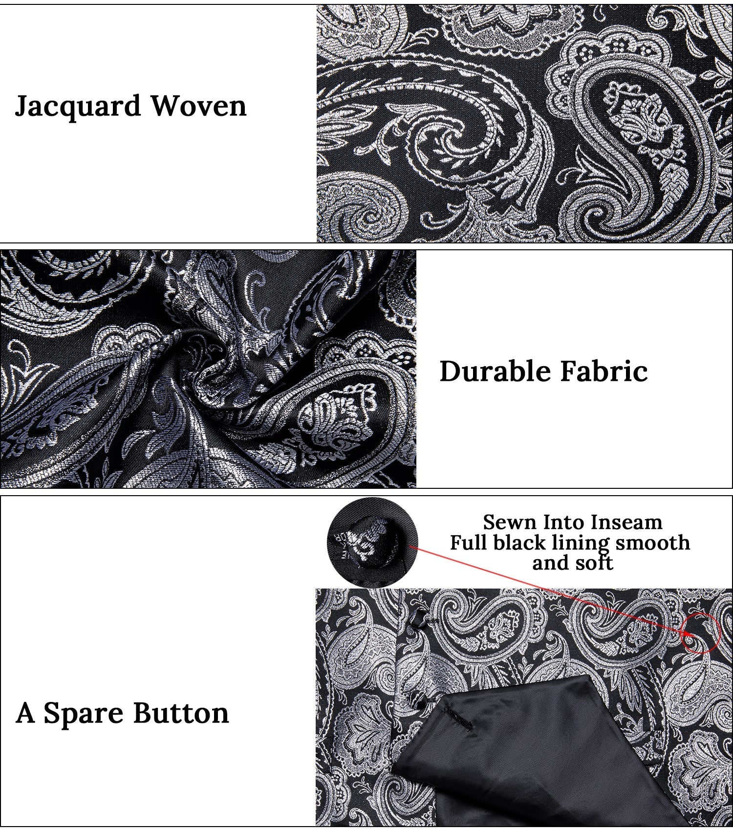 GentCrest Black Paisley Vest Set - Image 6