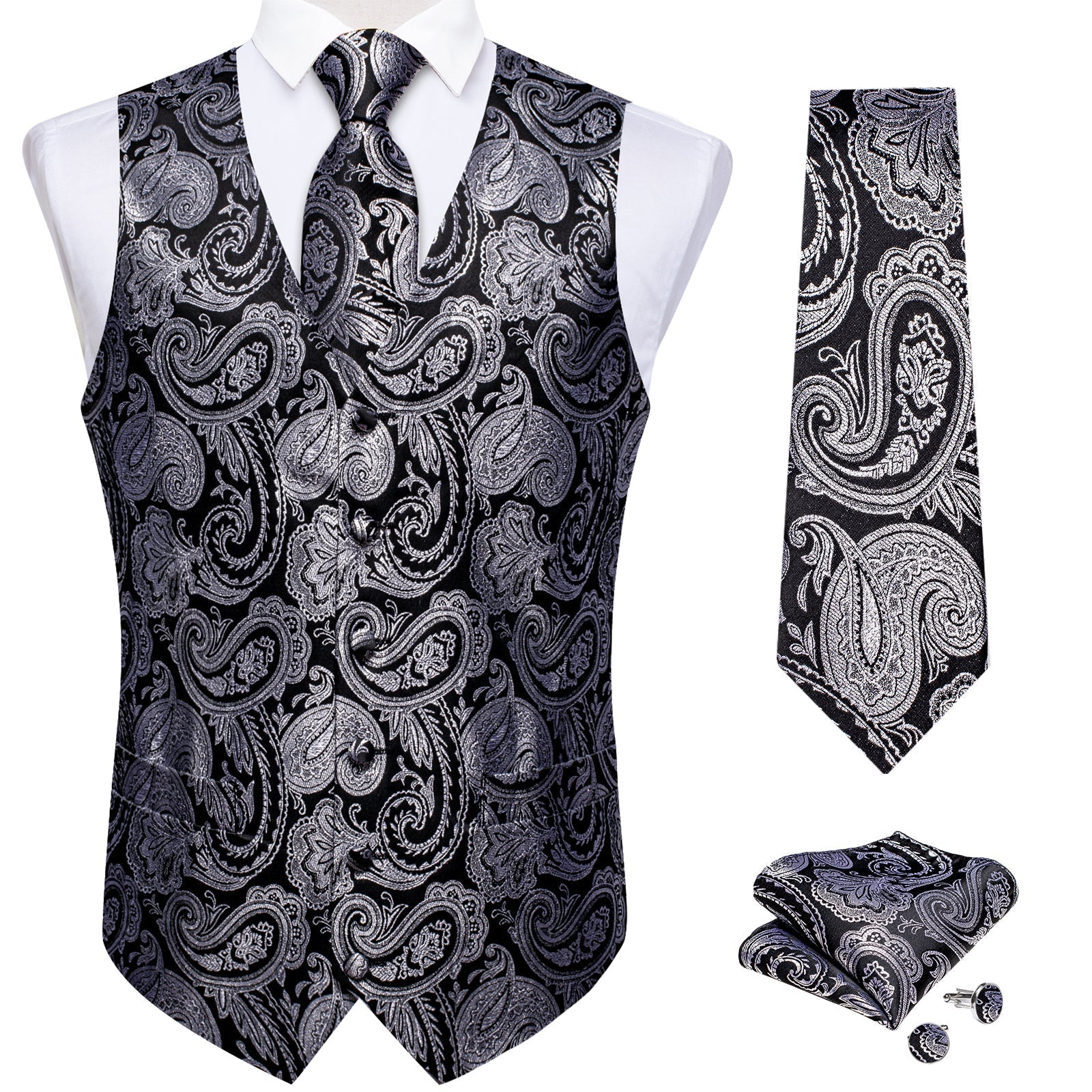 GentCrest Black Paisley Vest Set - Image 3