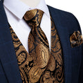 Onyx Black & Gold Silk Paisley Vest Set - GentCrest