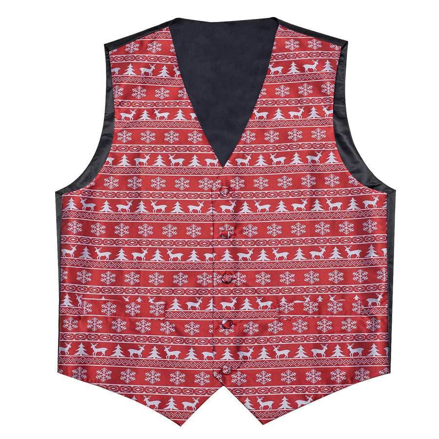 Christmas Red White Elk Novelty Jacquard Vest Set - GentCrest - View 5