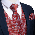 Christmas Red White Elk Novelty Jacquard Vest Set - GentCrest