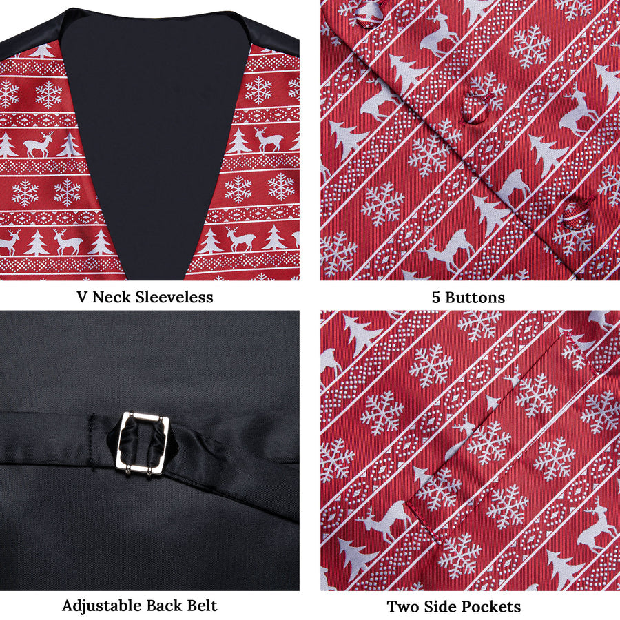 Christmas Red White Elk Novelty Jacquard Vest Set - GentCrest - View 6