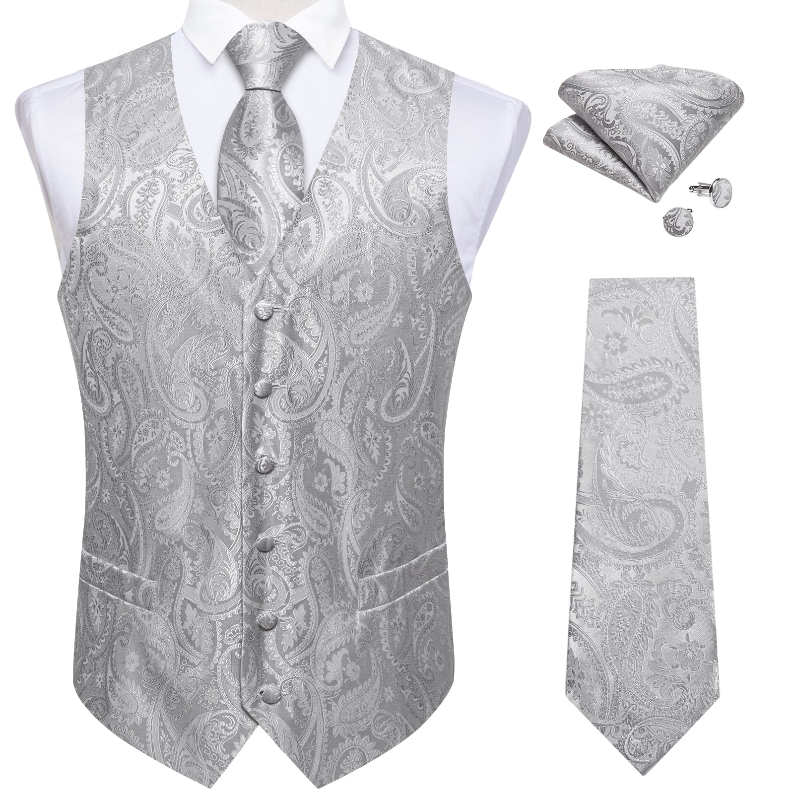 GentCrest Grey Paisley Vest Set - Image 5