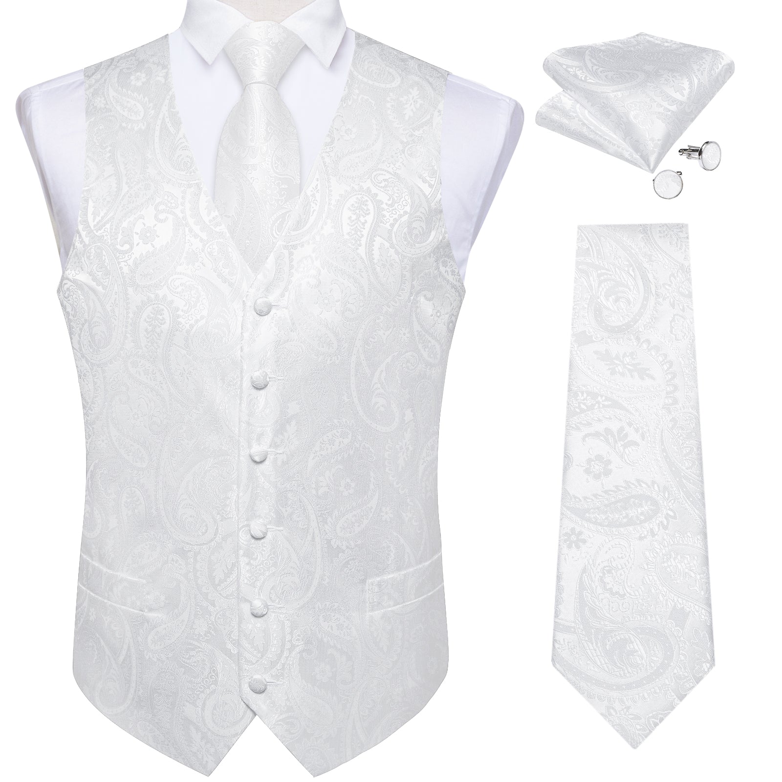 GentCrest White Paisley Vest Set - Image 2