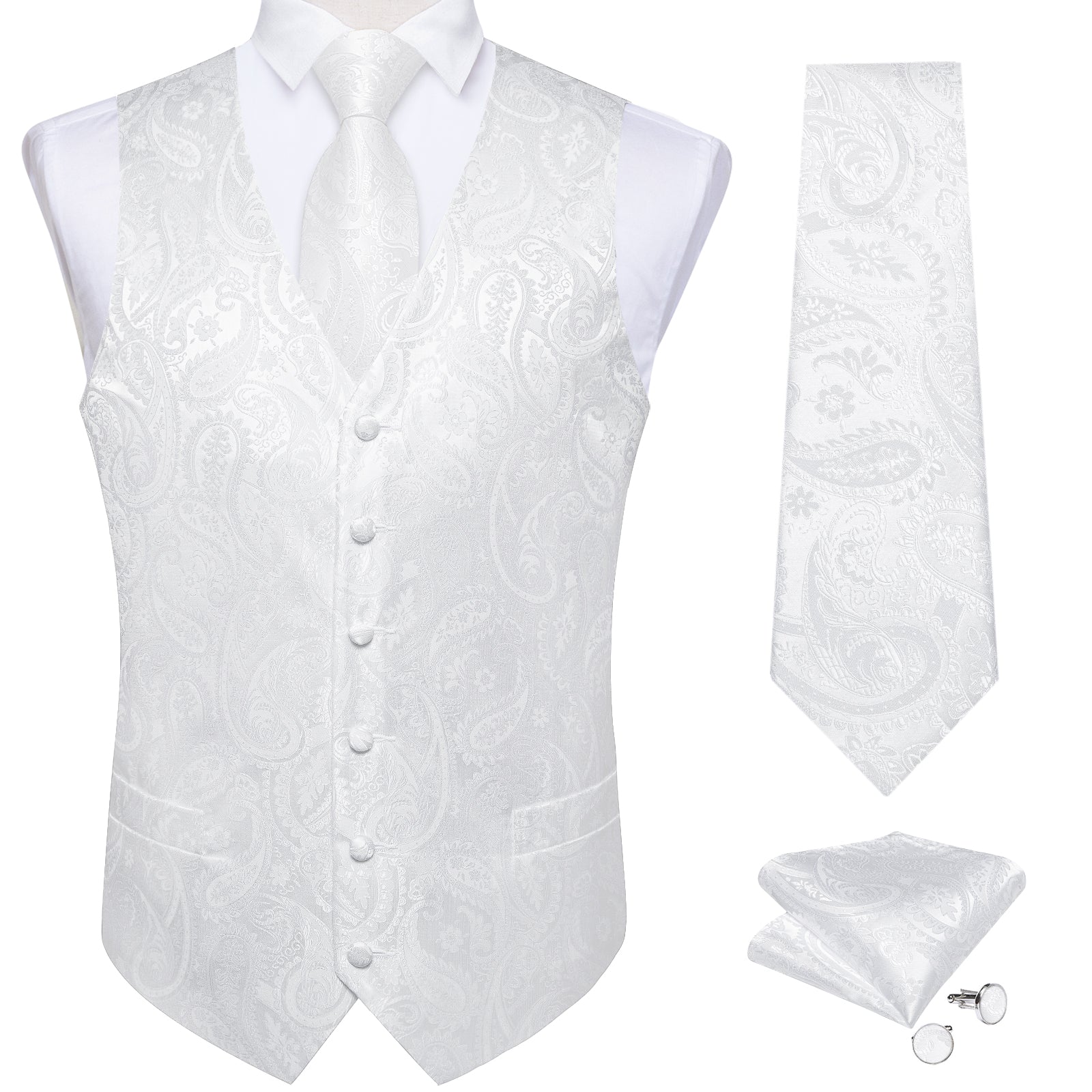 GentCrest White Paisley Vest Set - Image 3