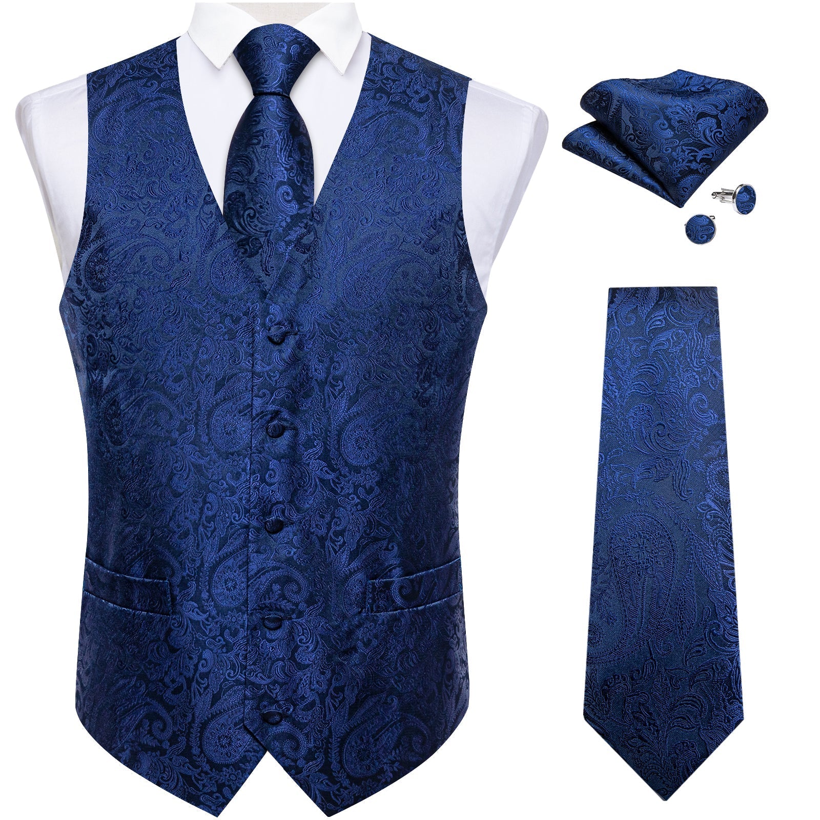 GentCrest Blue Paisley Vest Set - Image 5