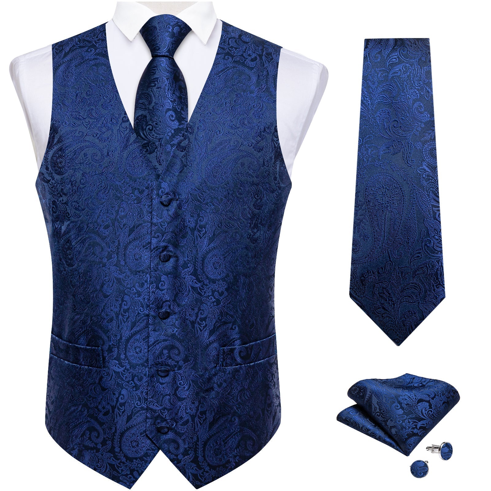 GentCrest Blue Paisley Vest Set - Image 2