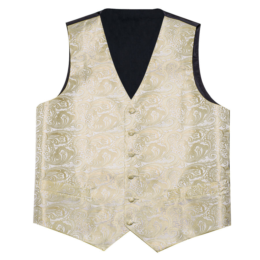 Silver and Champagne Paisley Vest Set - GentCrest - View 5