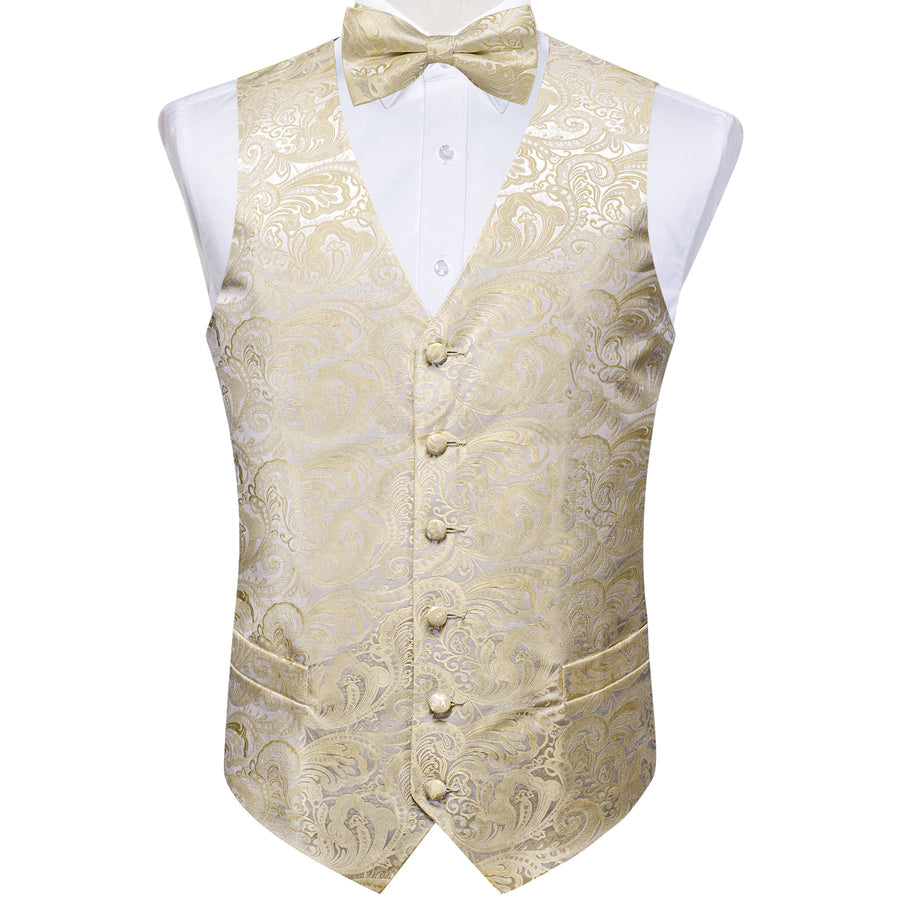 Silver and Champagne Paisley Vest Set - GentCrest - View 2