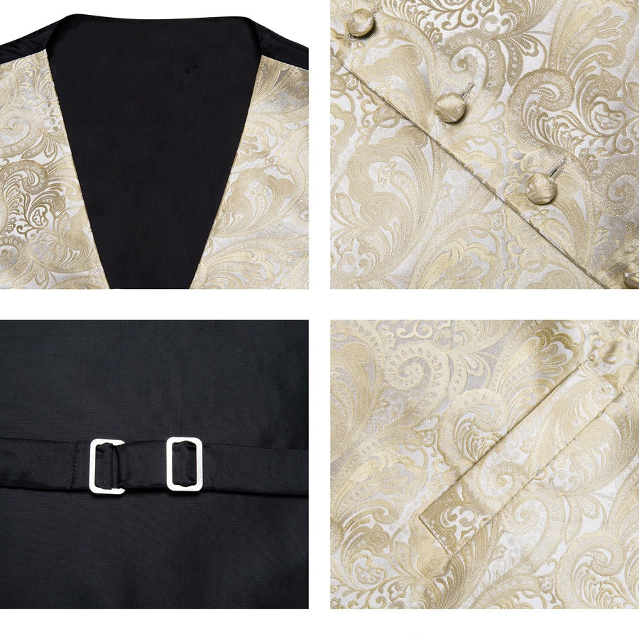 Silver and Champagne Paisley Vest Set - GentCrest - View 4