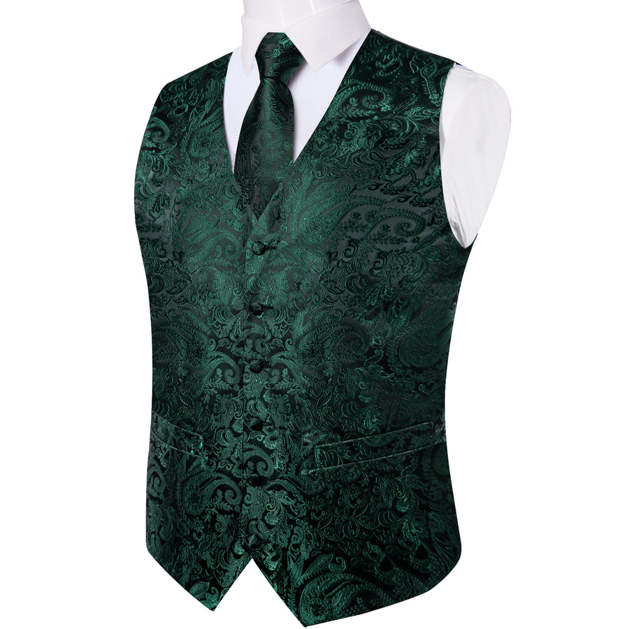 Emerald Green Paisley Vest Set - GentCrest - View 3