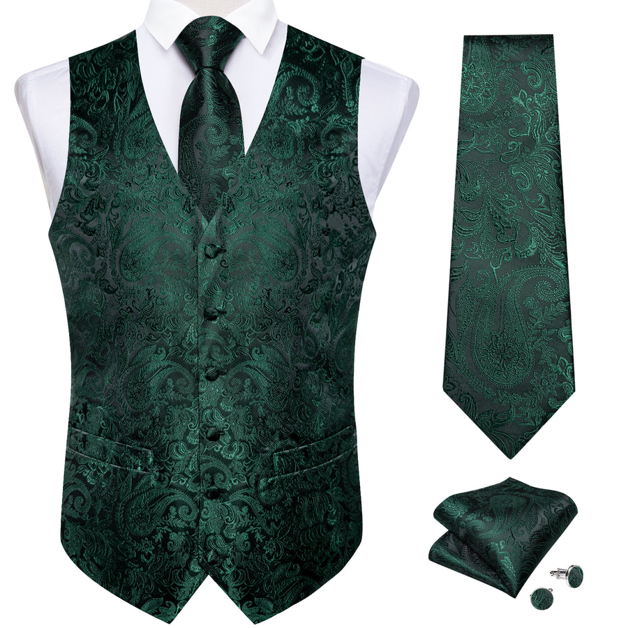 Emerald Green Paisley Vest Set - GentCrest - View 4