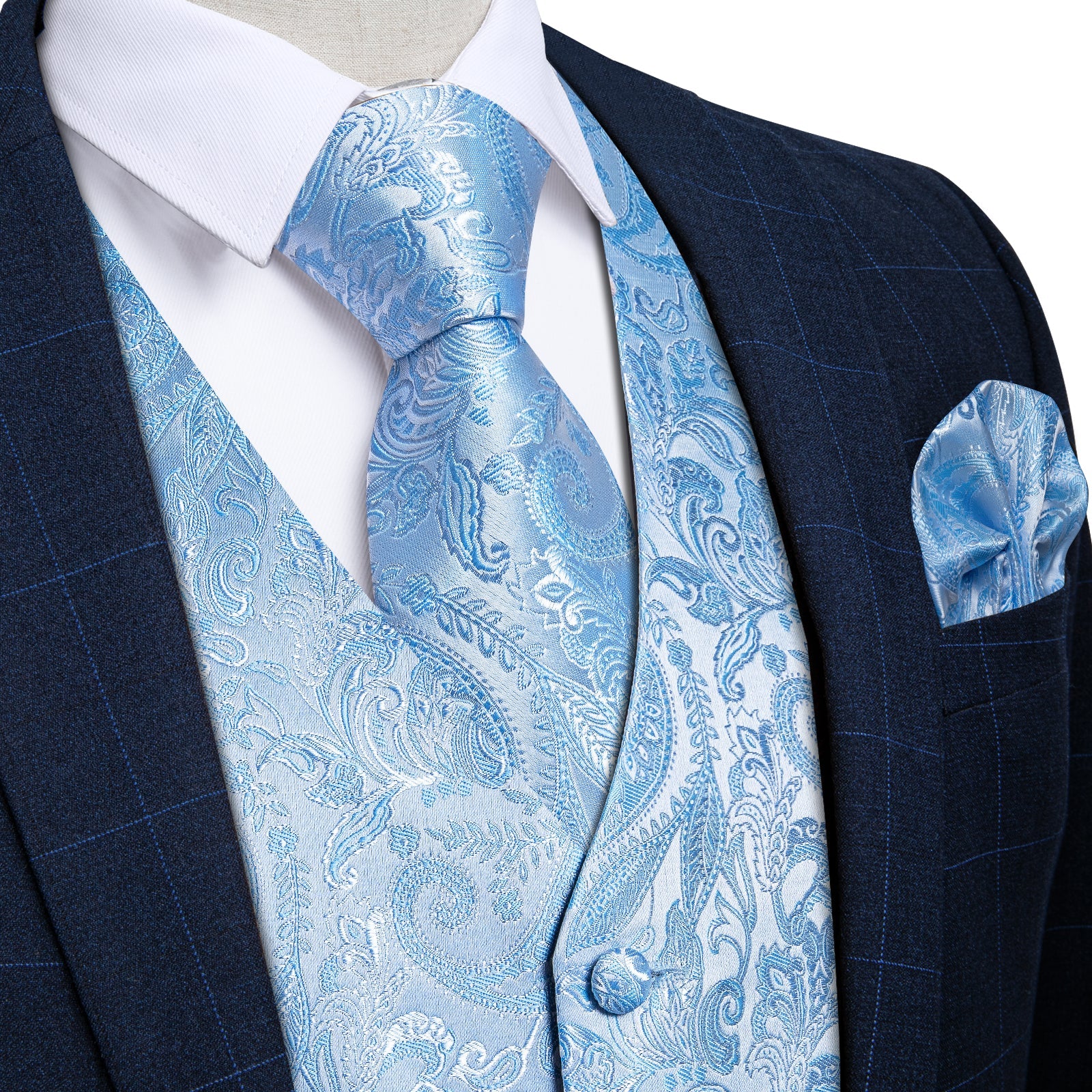 GentCrest Blue Paisley Vest Set - Image 1