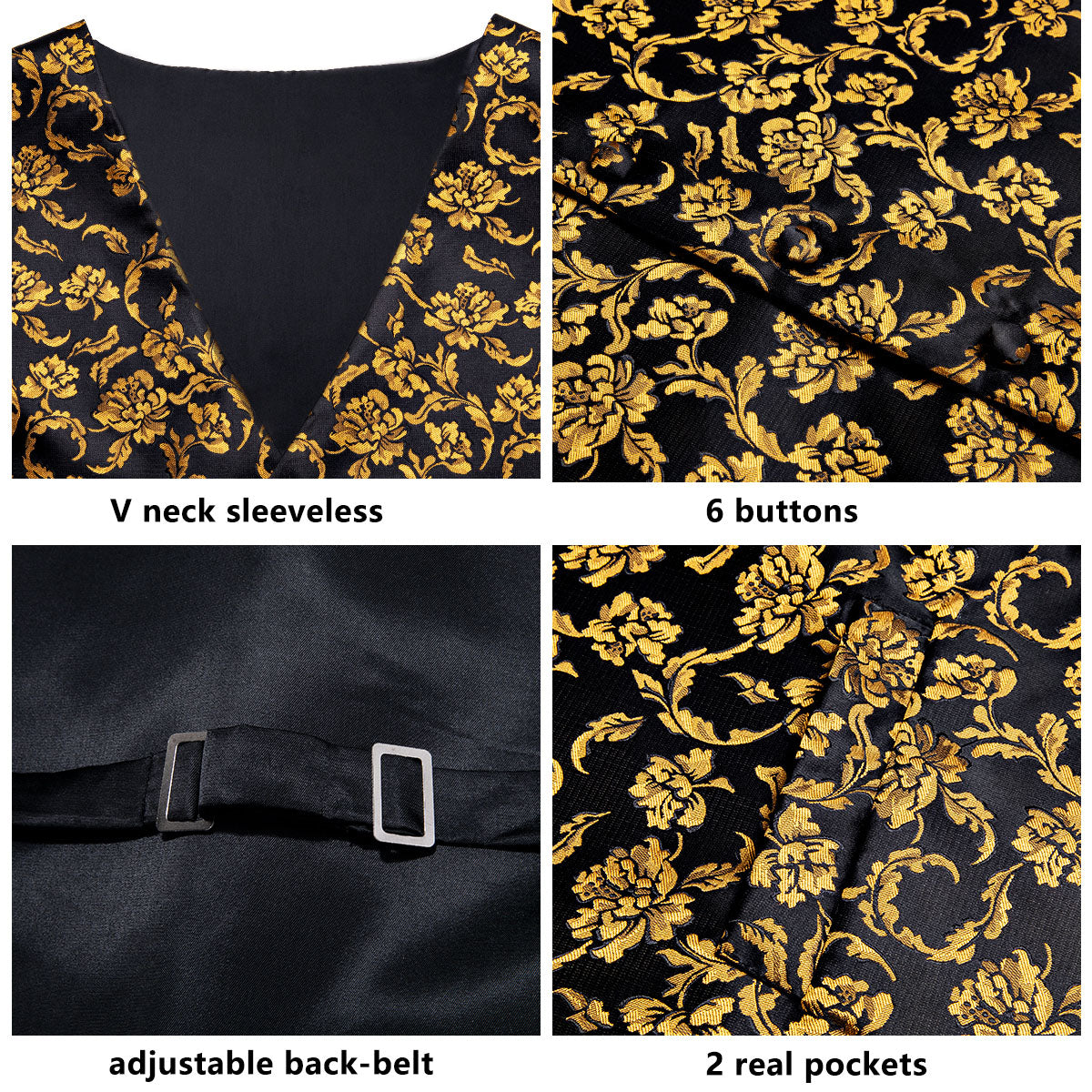 GentCrest Black Floral Vest Set - Image 6