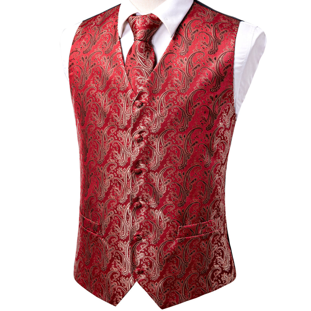 Red Ornamental Vest Set - GentCrest - View 3