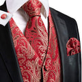 Red Ornamental Vest Set - GentCrest