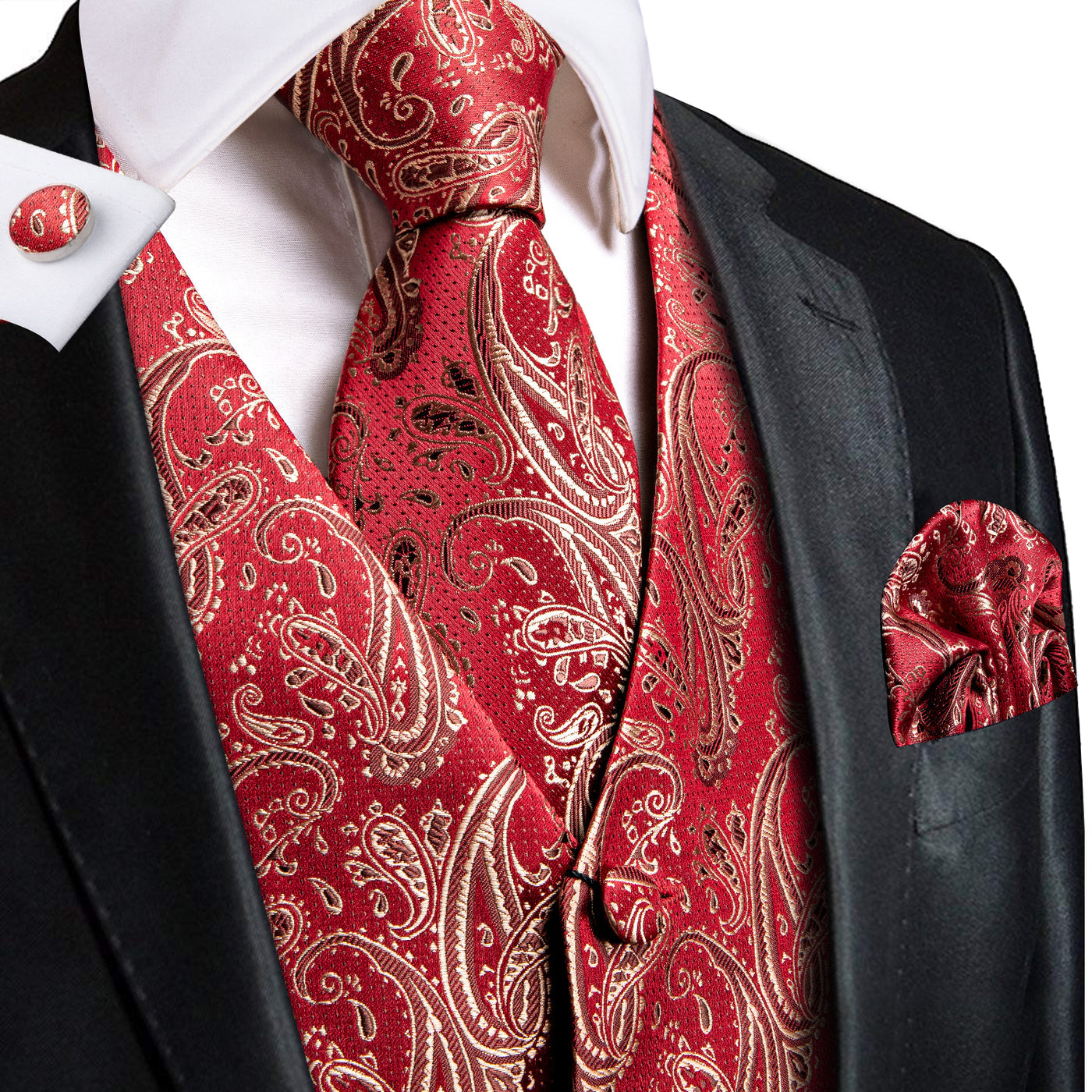 Red Ornamental Vest Set - GentCrest
