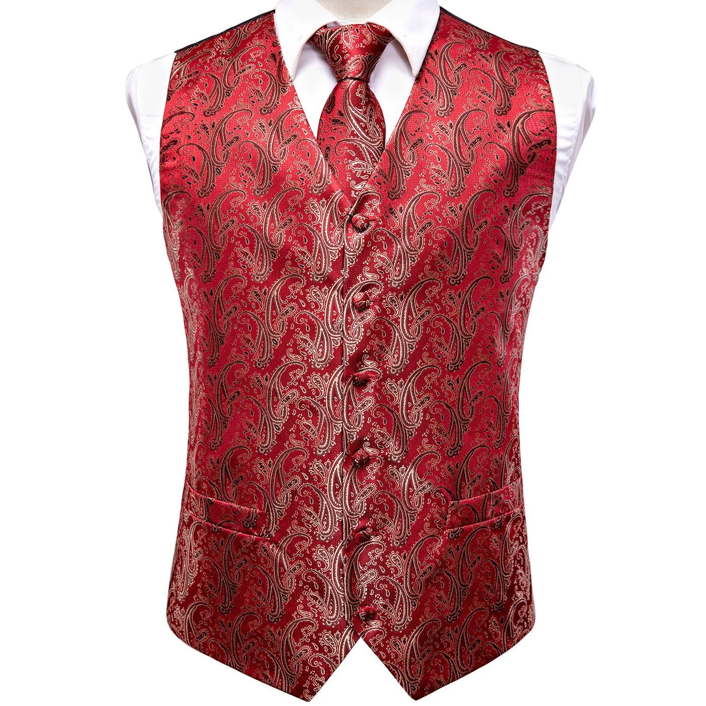 Red Ornamental Vest Set - GentCrest - View 2