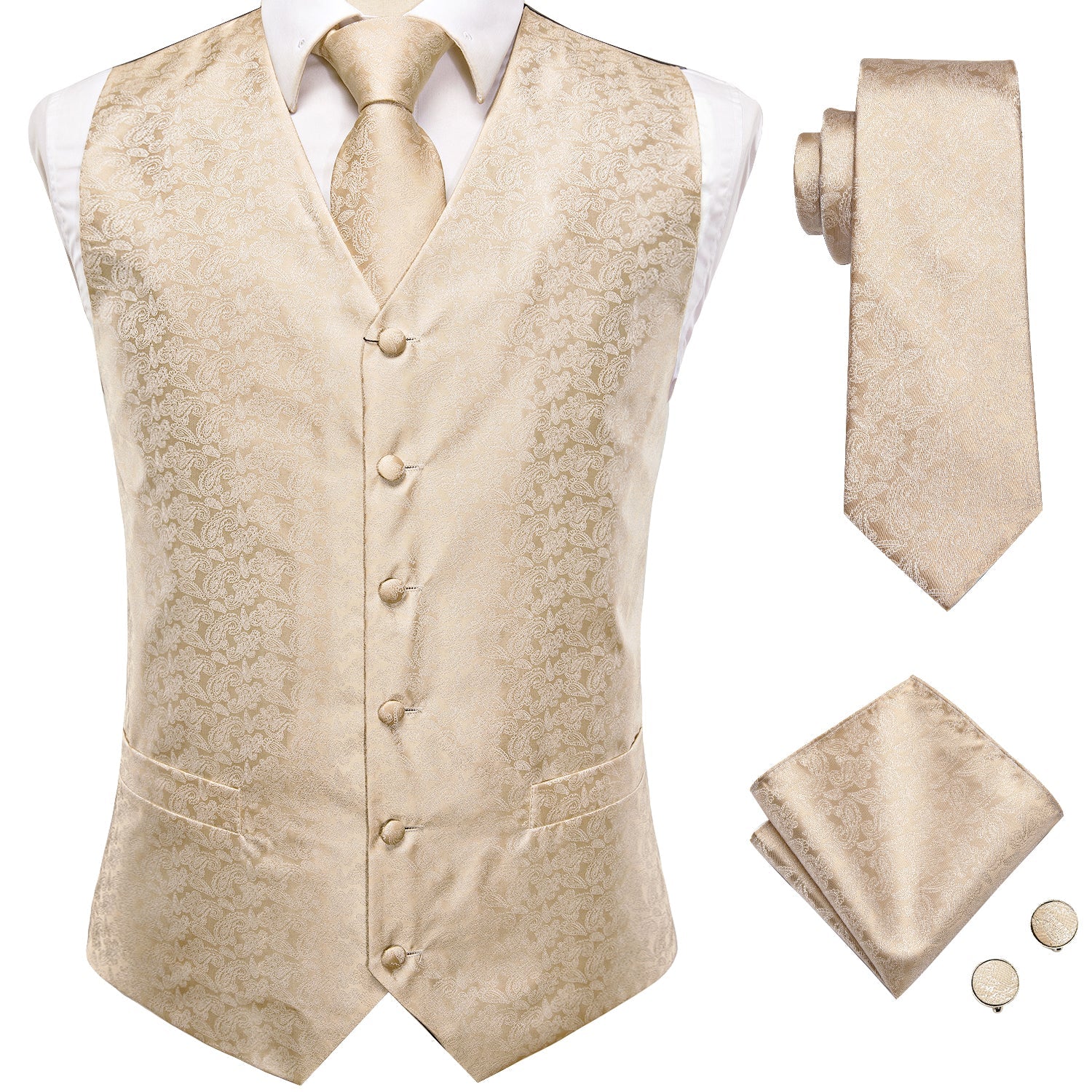 GentCrest Champagne Paisley Vest Set - Image 4