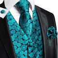 Teal Floral Vest Set - GentCrest
