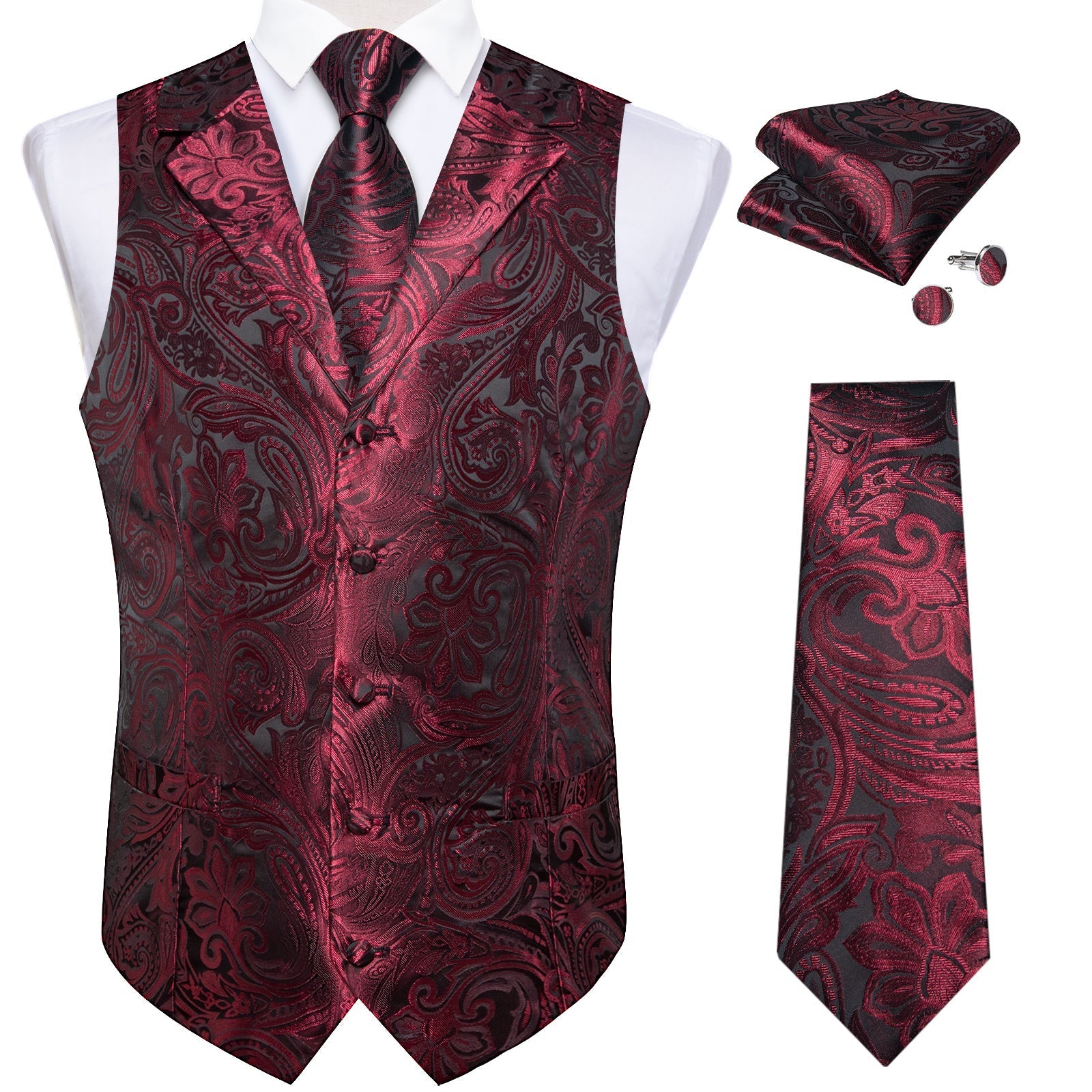 GentCrest Red Paisley Vest Set - Image 2