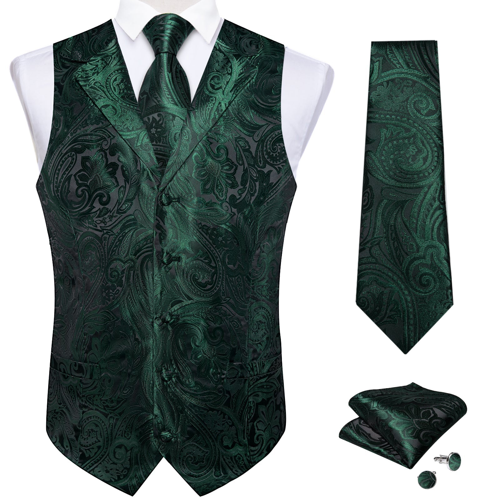 GentCrest Green Paisley Vest Set - Image 5