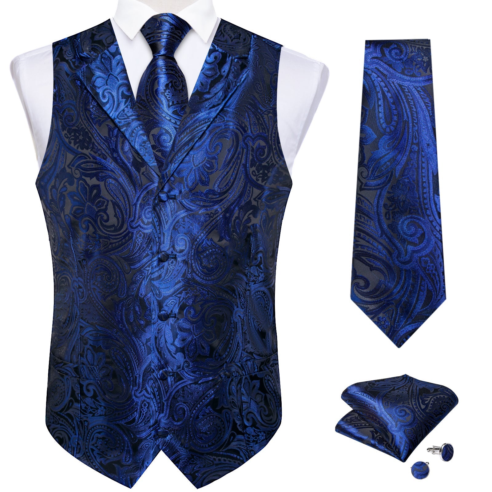 GentCrest Blue Paisley Vest Set - Image 7