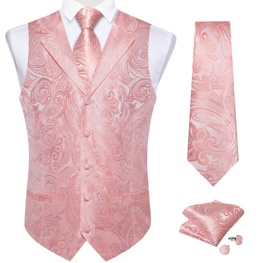 Baby Pink Paisley and Collar Set - 4 Piece Vest Set - GentCrest - View 2