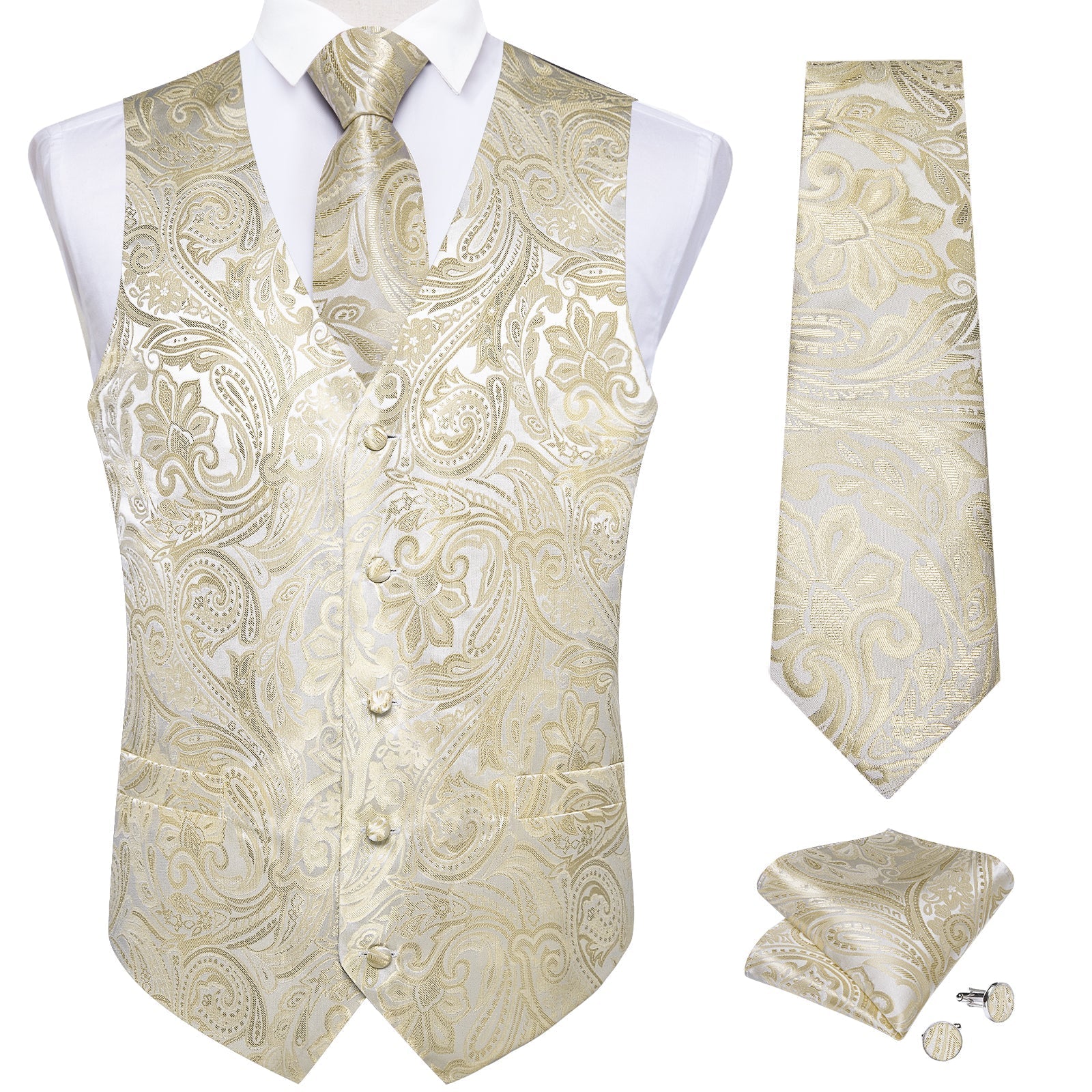 GentCrest Beige Paisley Vest Set - Image 2