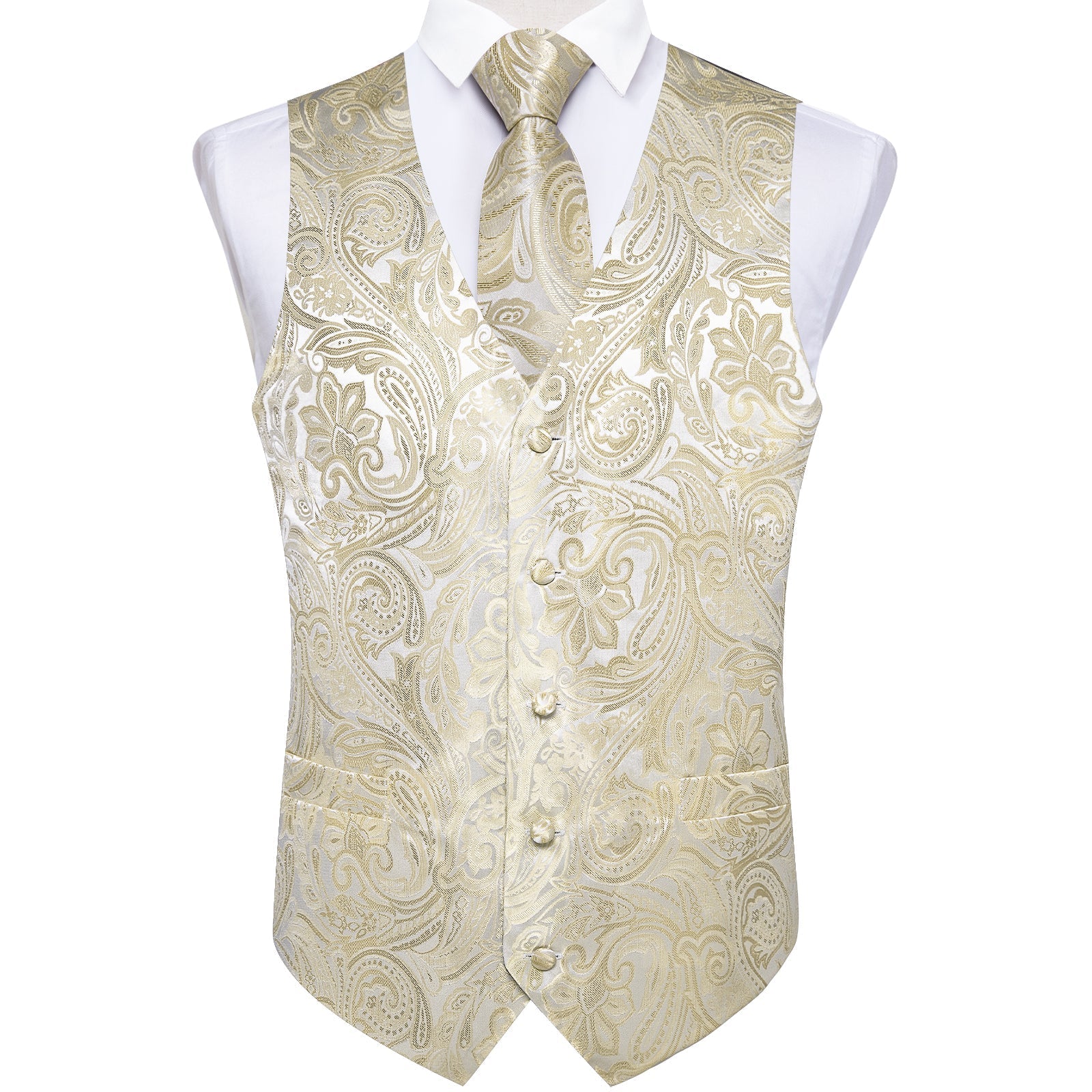 GentCrest Beige Paisley Vest Set - Image 4