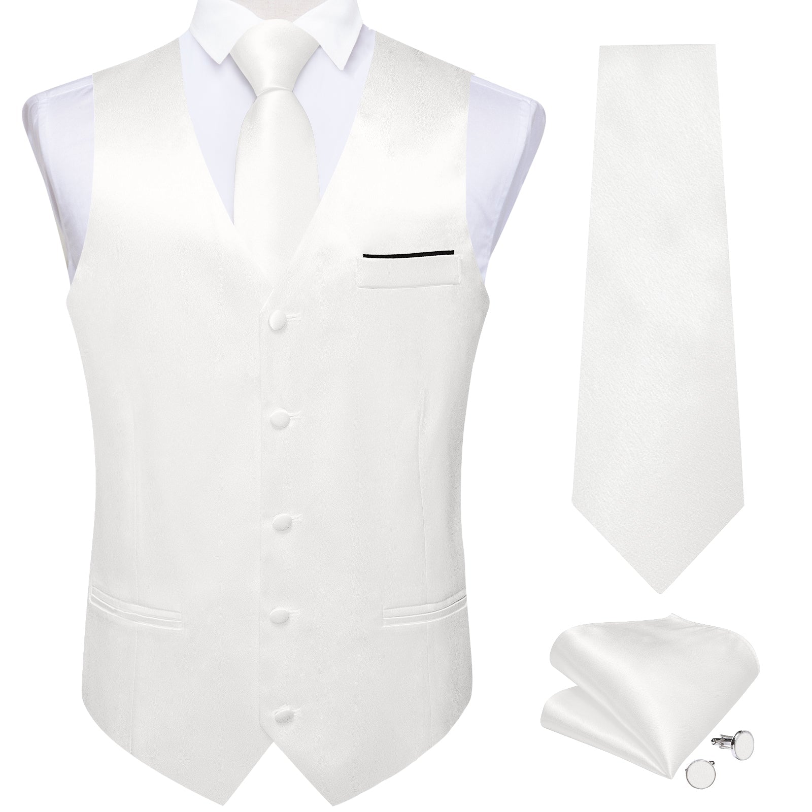 GentCrest White Solid Vest Set - Image 2
