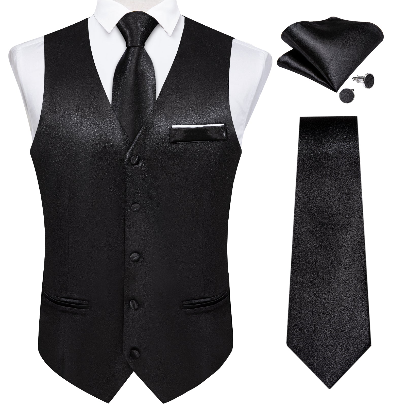 GentCrest Black Solid Vest Set - Image 1