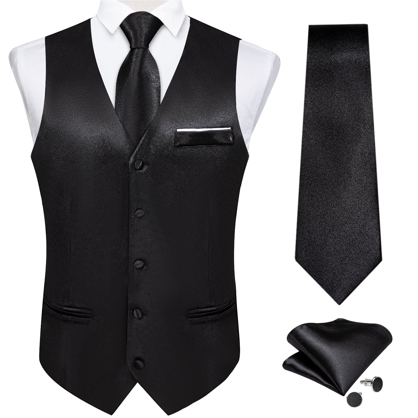 GentCrest Black Solid Vest Set - Image 2