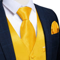 Brilliant Yellow Shimmer Silk Bowtie Vest Set - GentCrest