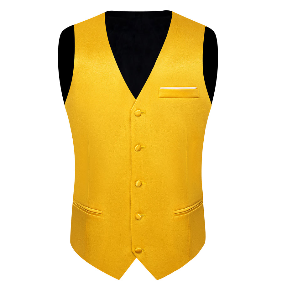 Brilliant Yellow Shimmer Silk Bowtie Vest Set - GentCrest - View 6