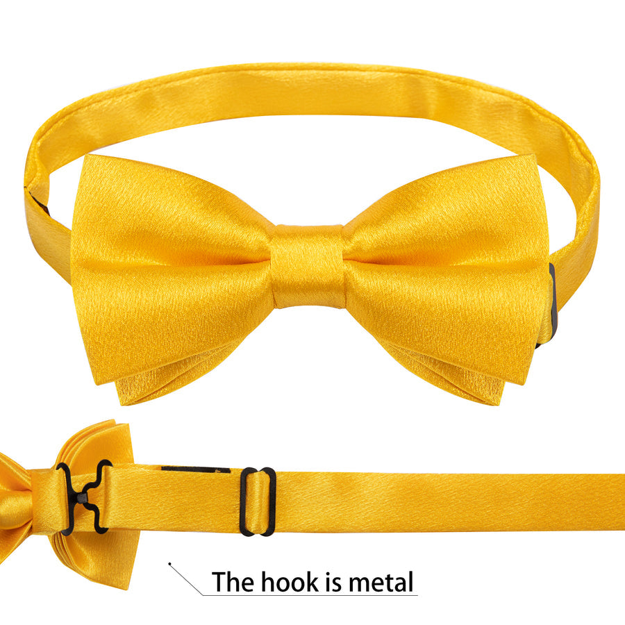 Brilliant Yellow Shimmer Silk Bowtie Vest Set - GentCrest - View 4