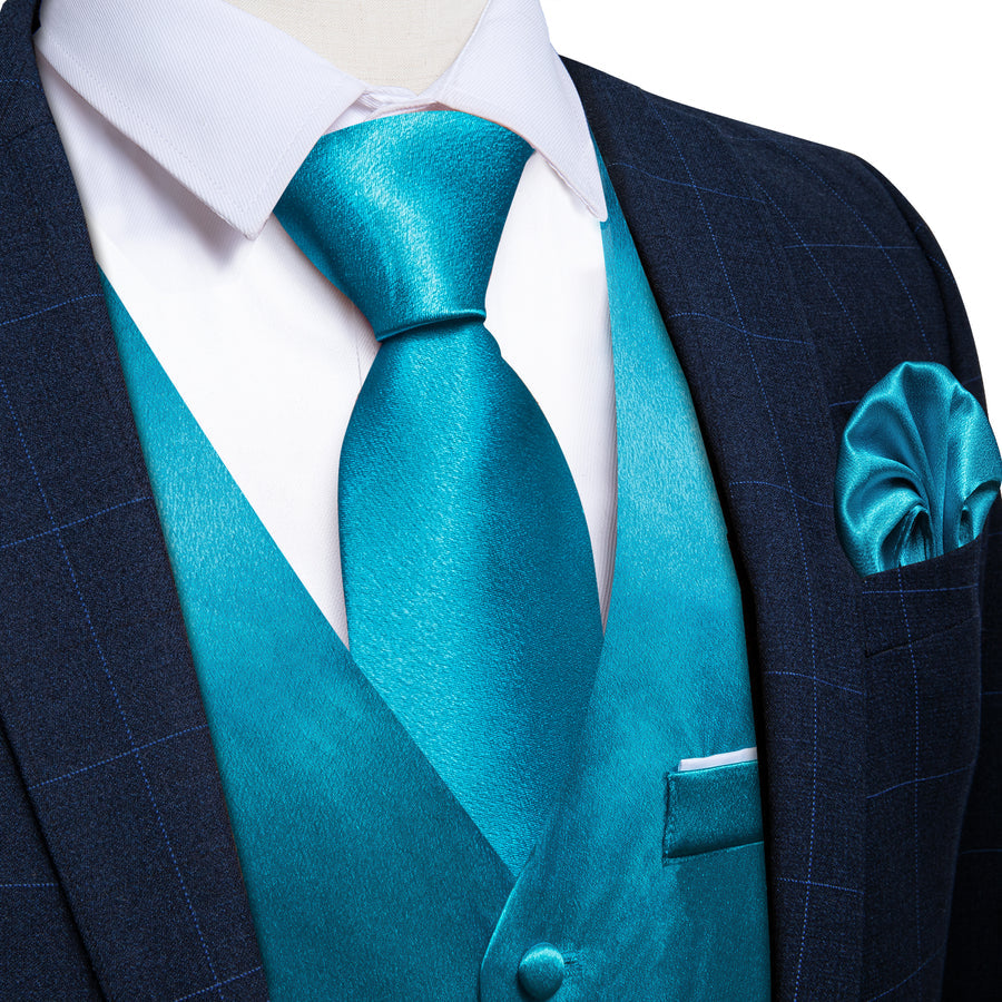 Royal Blue Solid Silk Bowtie Vest Set - GentCrest