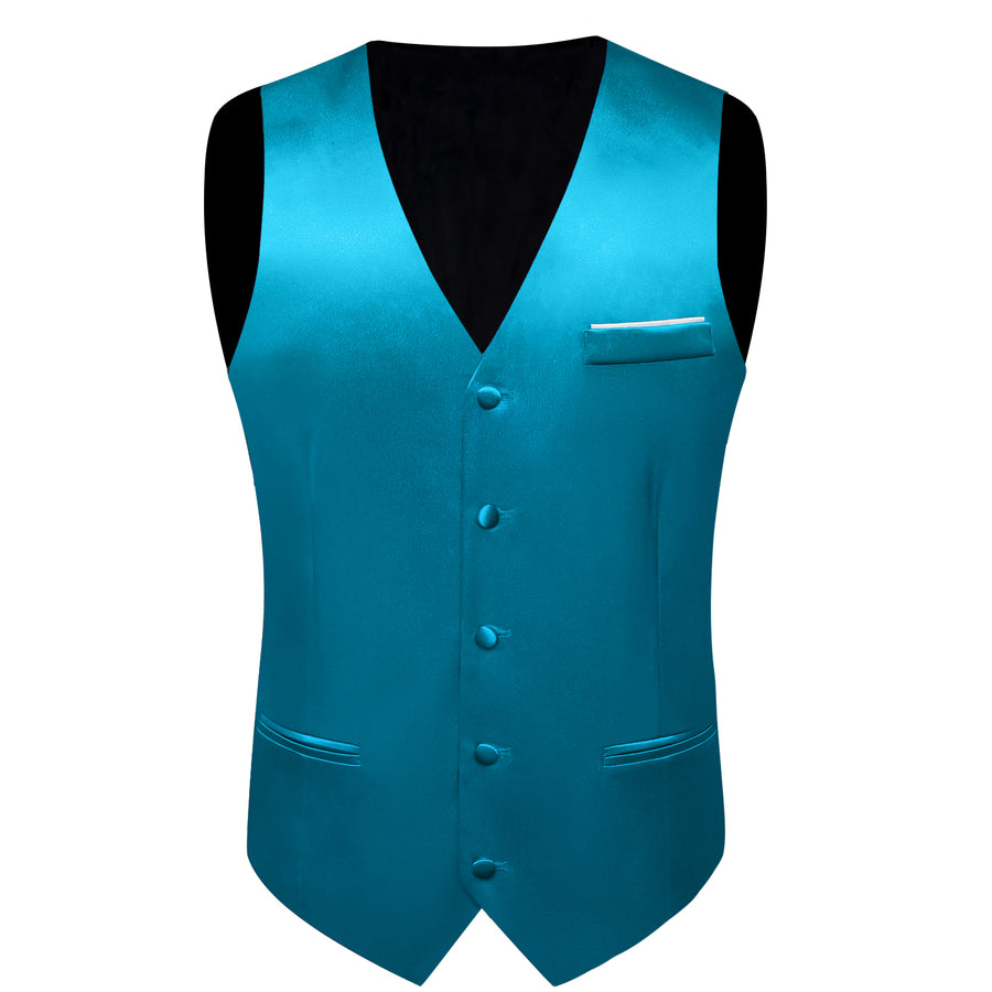 Royal Blue Solid Silk Bowtie Vest Set - GentCrest - View 2