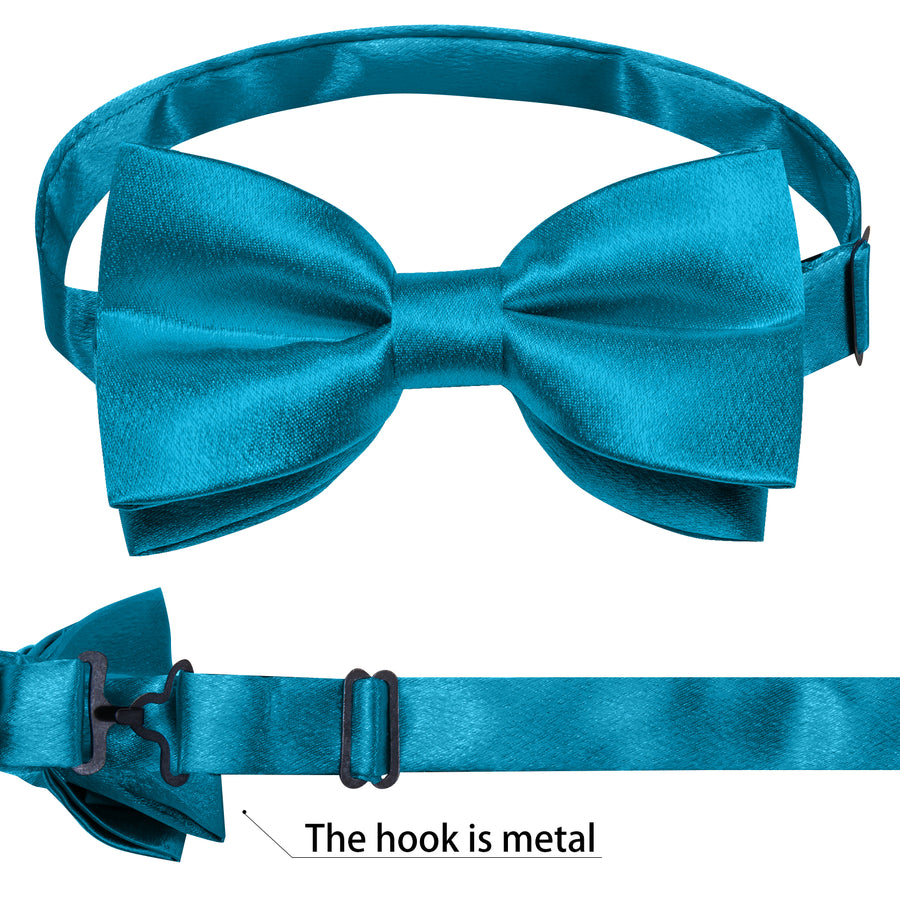 Royal Blue Solid Silk Bowtie Vest Set - GentCrest - View 5