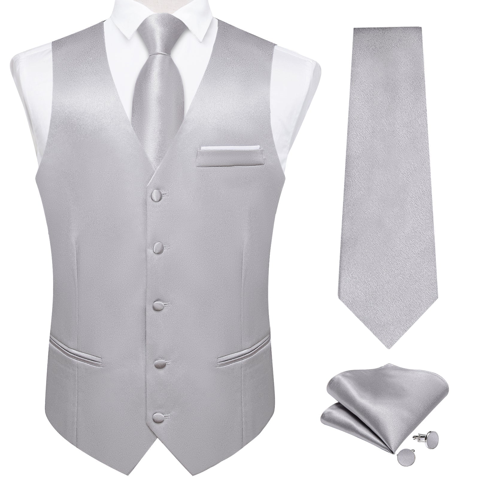 GentCrest Silver Solid Vest Set - Image 2