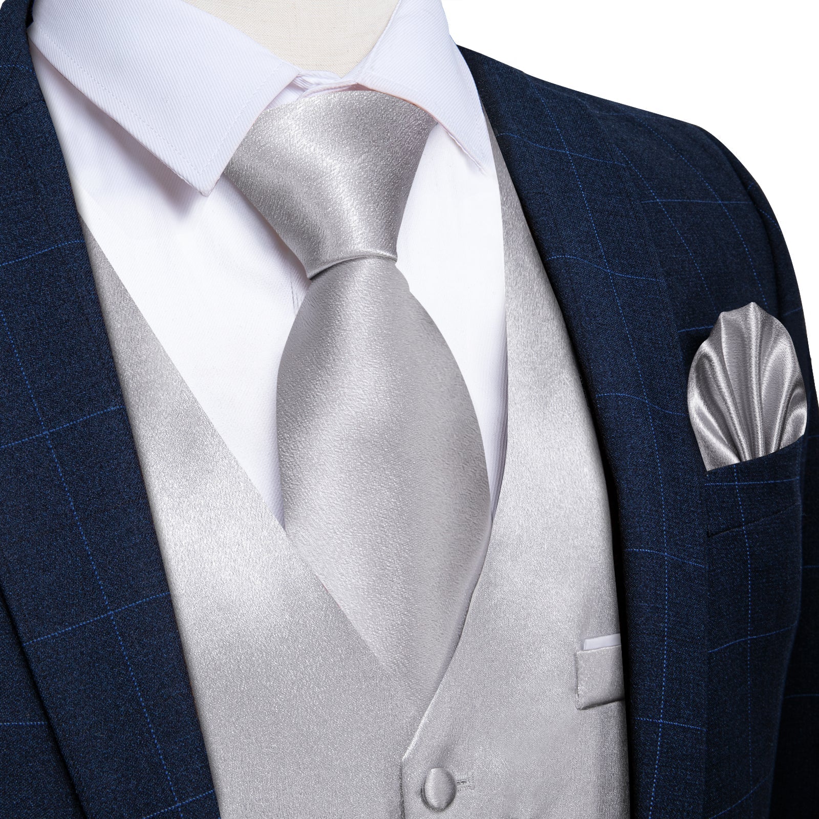 GentCrest Silver Solid Vest Set - Image 7