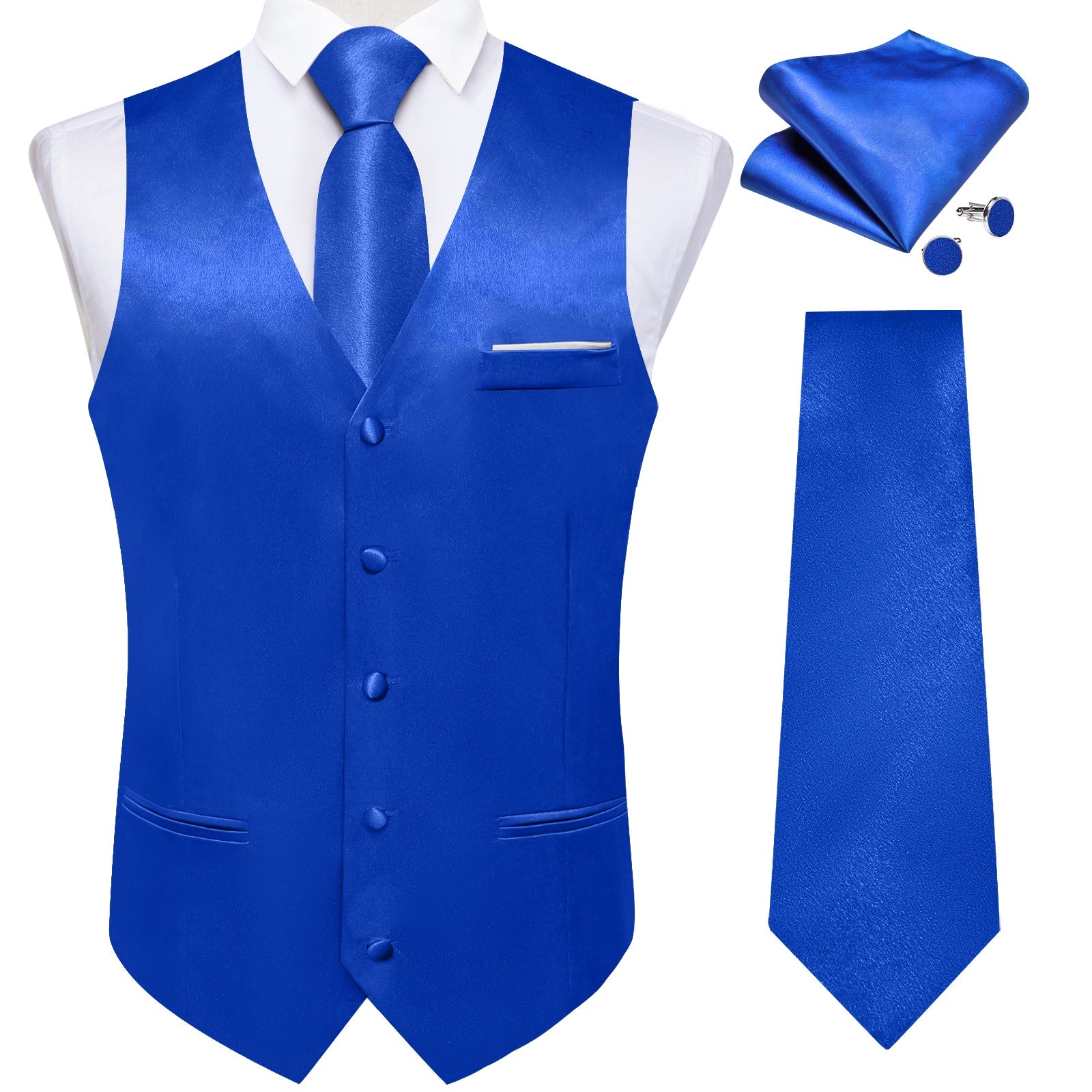 GentCrest Blue Solid Vest Set - Image 1
