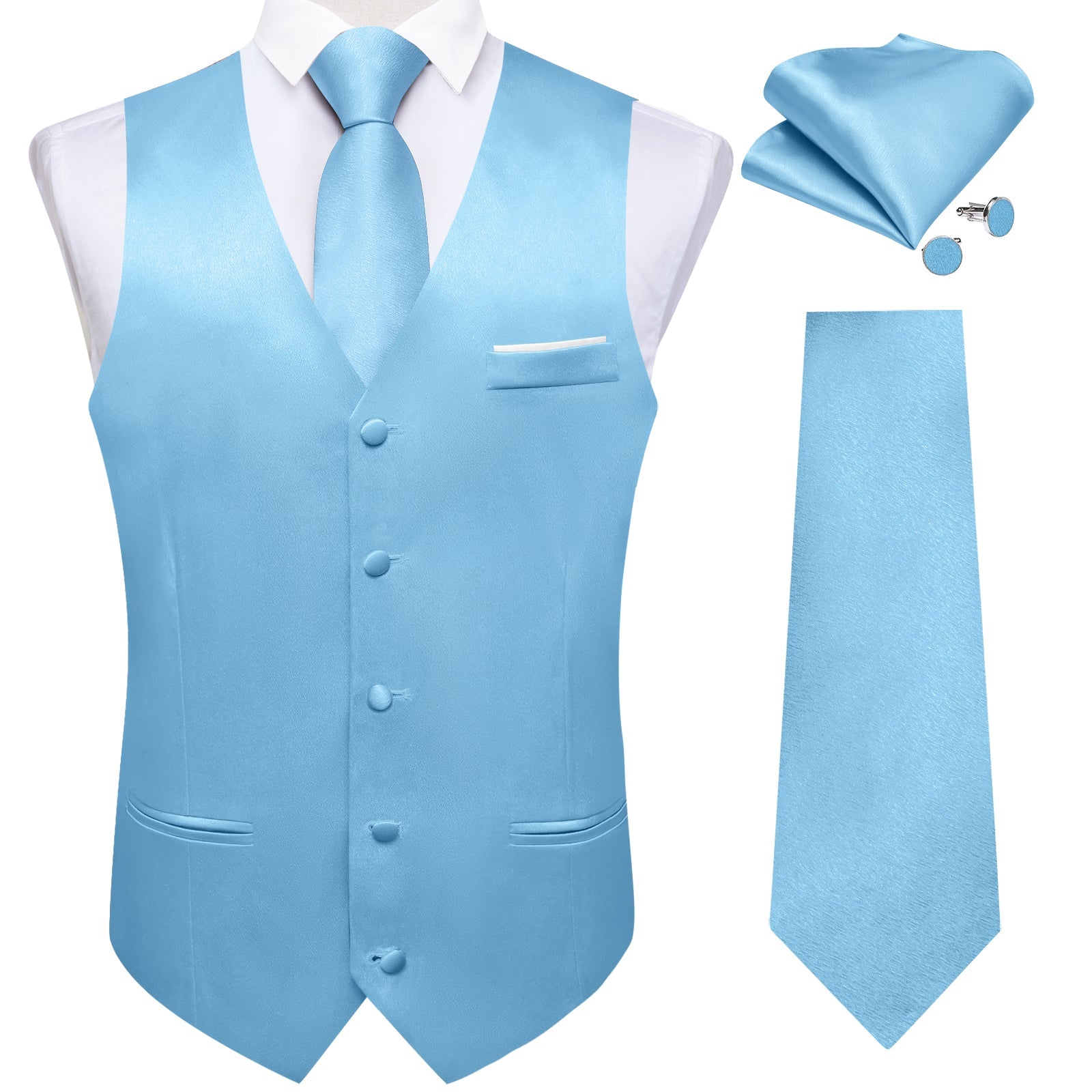 GentCrest Blue Solid Vest Set - Image 1
