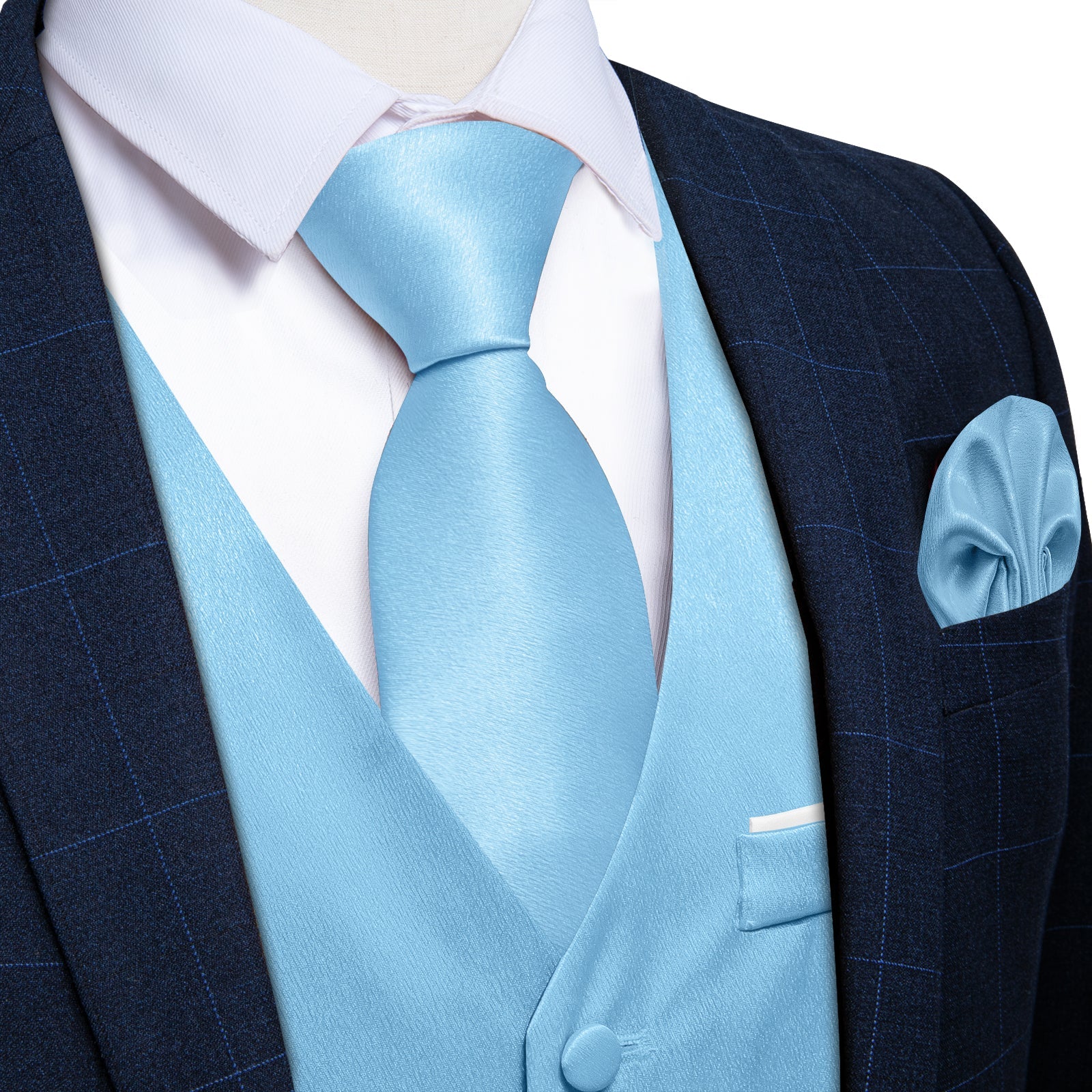 GentCrest Blue Solid Vest Set - Image 1