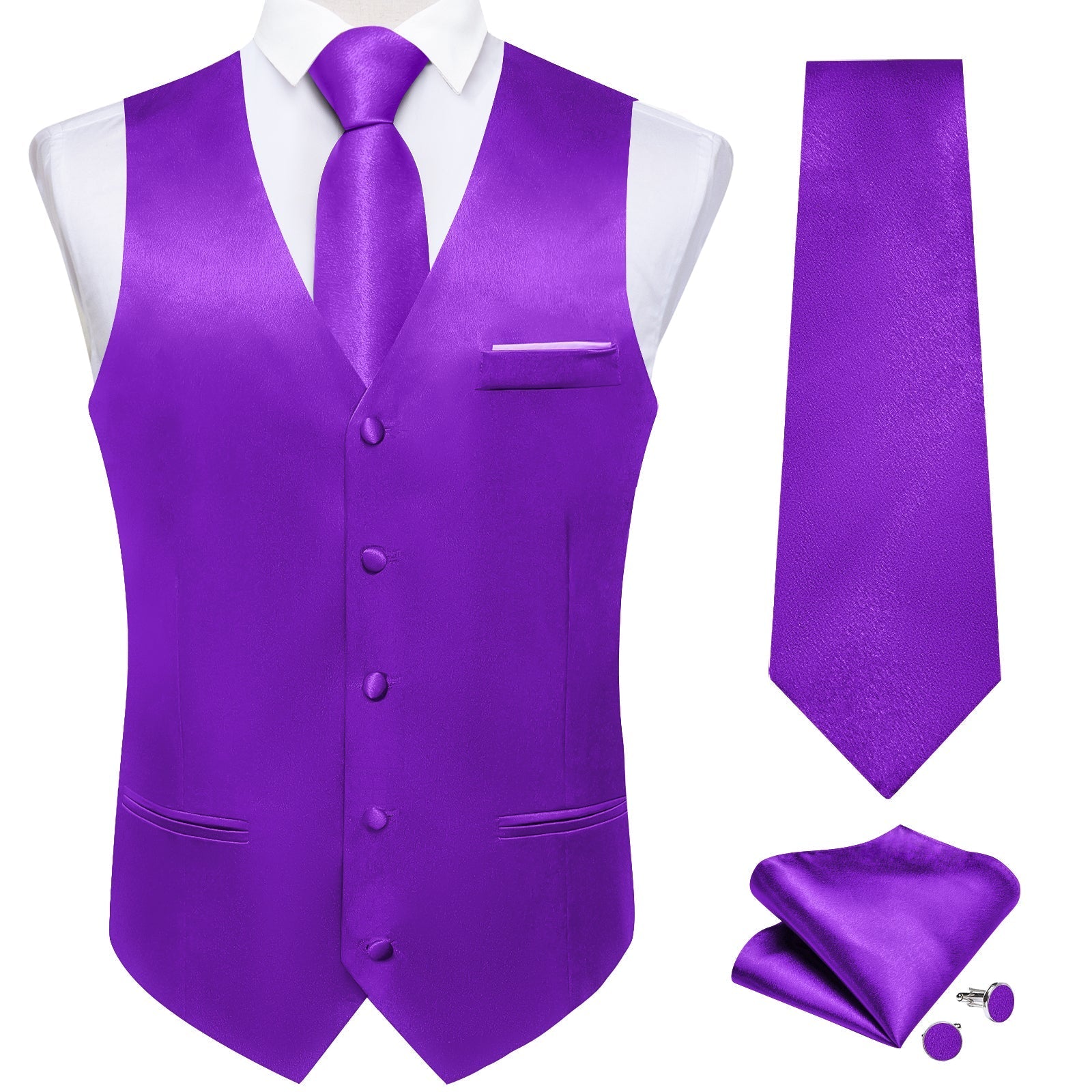 GentCrest Purple Solid Vest Set - Image 2