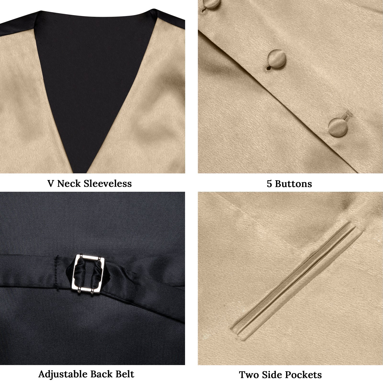 GentCrest Champagne Solid Vest Set - Image 6