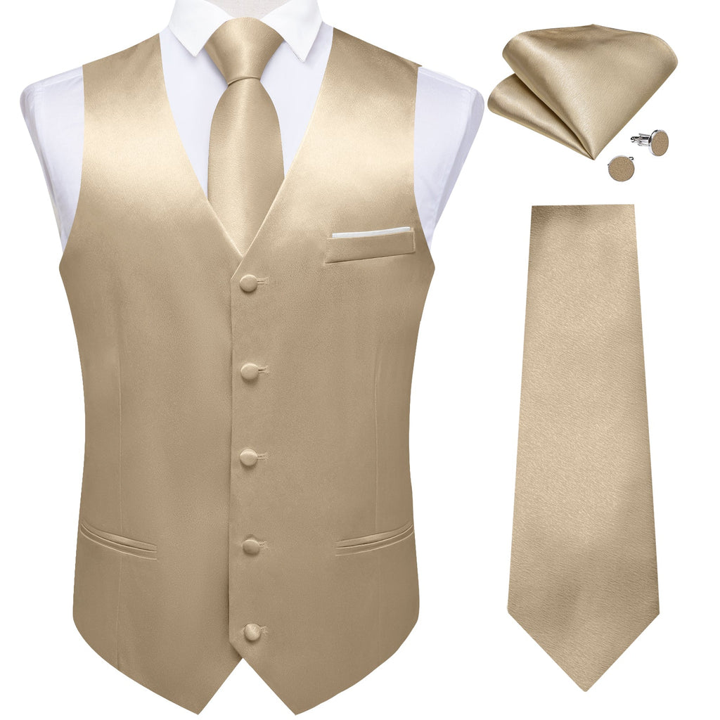 GentCrest Champagne Solid Vest Set - Image 1