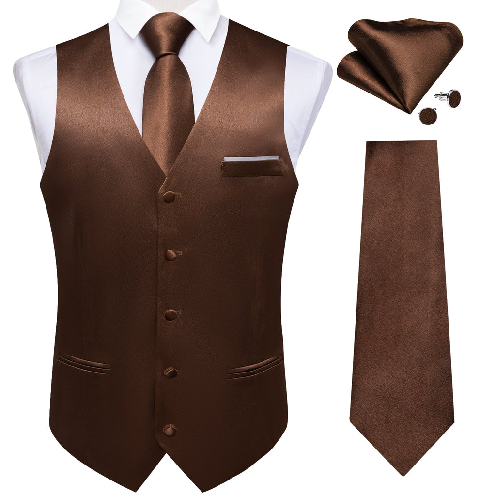 GentCrest Brown Solid Vest Set - Image 1